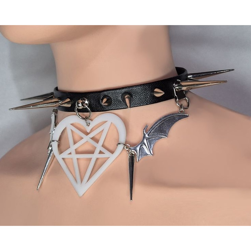 NekoGirl Collars - Hexed in black handmade Choker - Zwart